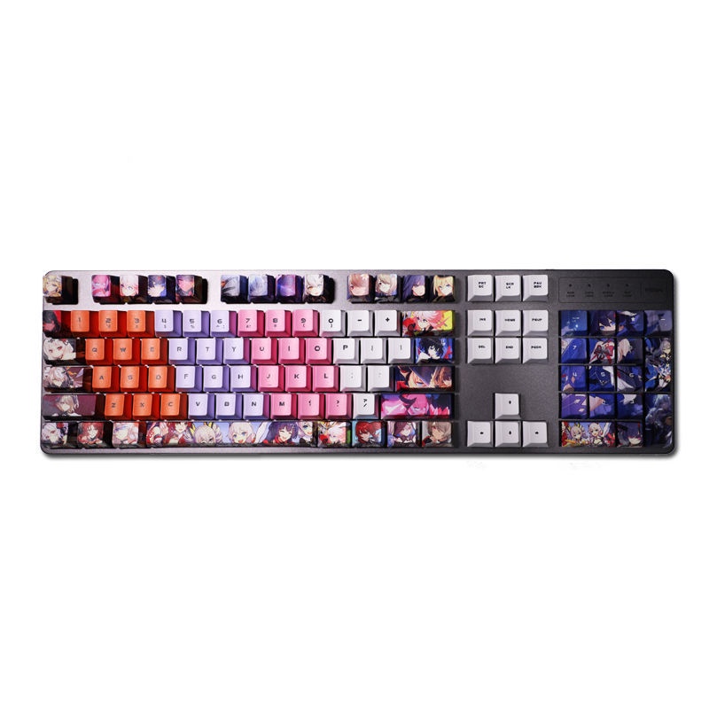MmiHoYo KeyCap PBT 108 phím Keycap Thuốc nhuộm Thăng hoa Phim hoạt hình Anime Keycap cho Cherry Mx Bàn phím cơ chuyển đổi Gateron Kailh