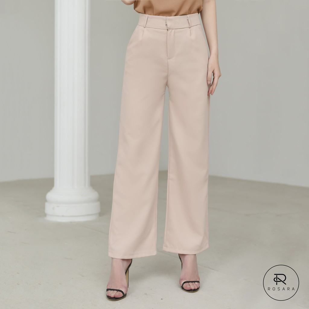 Quần culottes rộng cạp cao khoá trước 1 khuy dài vải tuyết mưa vitex nhiều màu Rosara SP104 | BigBuy360 - bigbuy360.vn