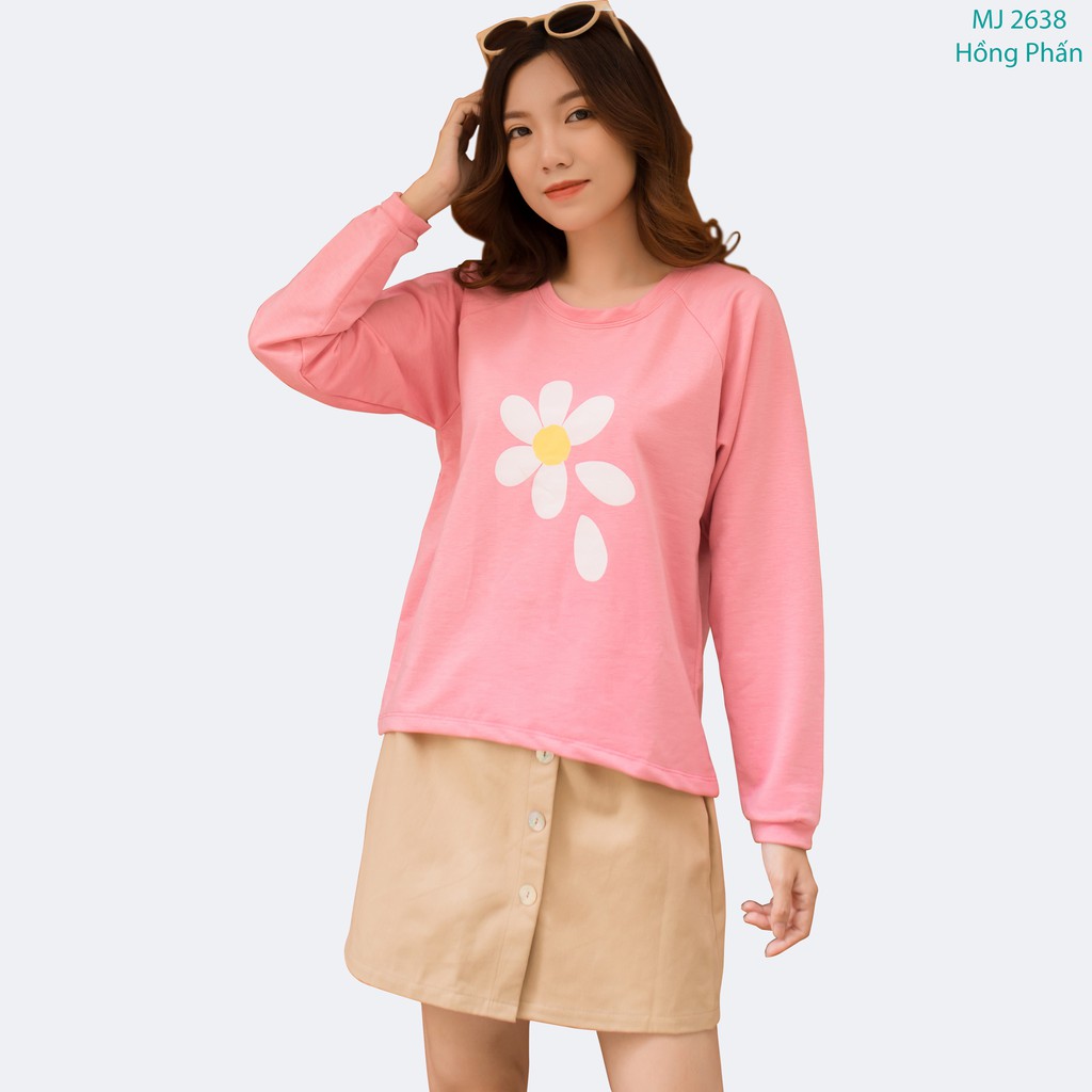 Áo Sweater nữ Dài Tay In Hoa Cúc 42-56 kg BISIC 4 màu MEEJENA - 2638