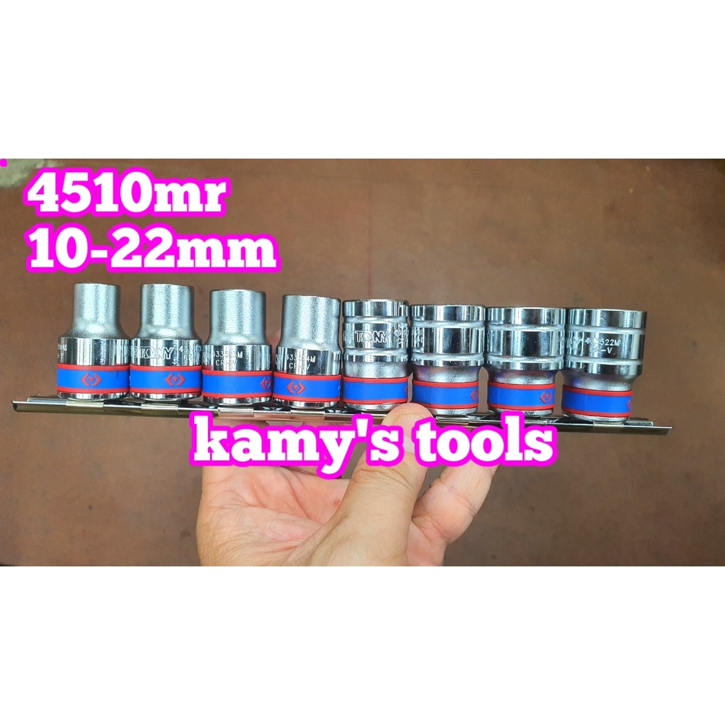 Bộ tuýp khẩu 1/2 inch 8 chi tiết 10-22mm Kingtony hệ mét 6 cạnh 4510MR 12 cạnh 4010MR hệ inch 12 cạnh 4010SR
