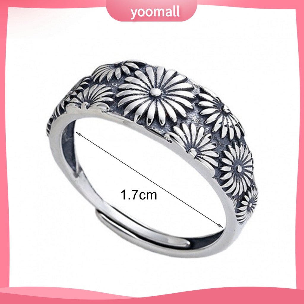 Yomall♡ Nhẫn Cưới Đính Hoa Cúc Có Thể Điều Chỉnh Kích Cỡ