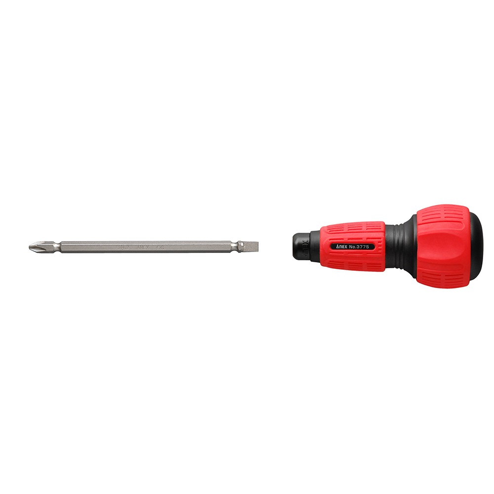 Chuôi tô vít cán tròn kèm mũi vít 2 đầu +2-6x135mm hãng Anex Nhật Bản No.3775-H