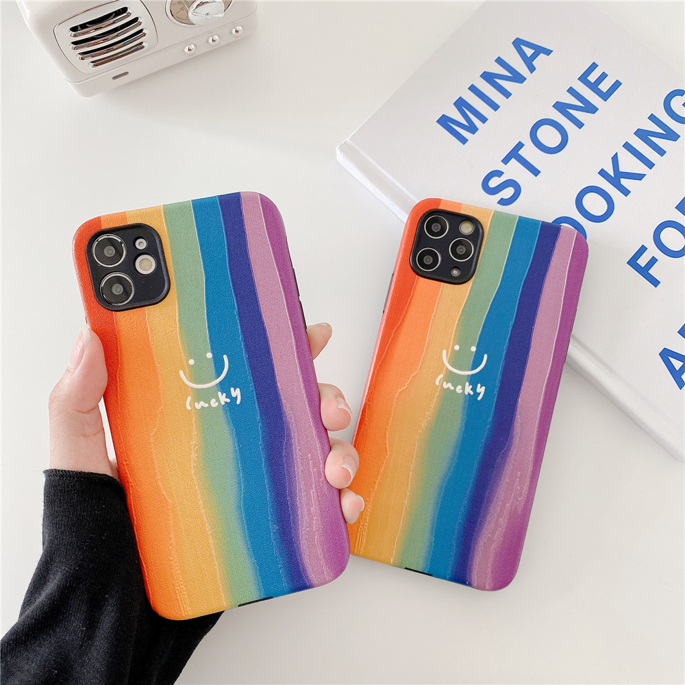 Ốp Lưng Họa Tiết Mặt Cười Cầu Vồng Thời Trang Cho Iphone 11 Pro Max X Xs Xr Xsmax Se 2020 7 8 Plus | BigBuy360 - bigbuy360.vn
