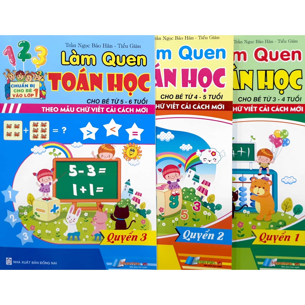 Sách - Bộ 3 quyển Làm quen Toán Học cho bé từ 3-4, 4-5, 5-6 tuổi