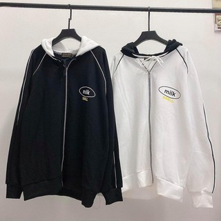 Áo Hoodie zip Milk