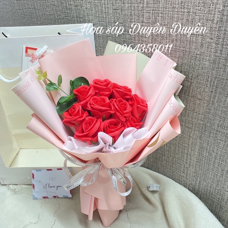 Bó hoa sáp thơm kèm túi . Hoa sáp thơm siêu đẹp