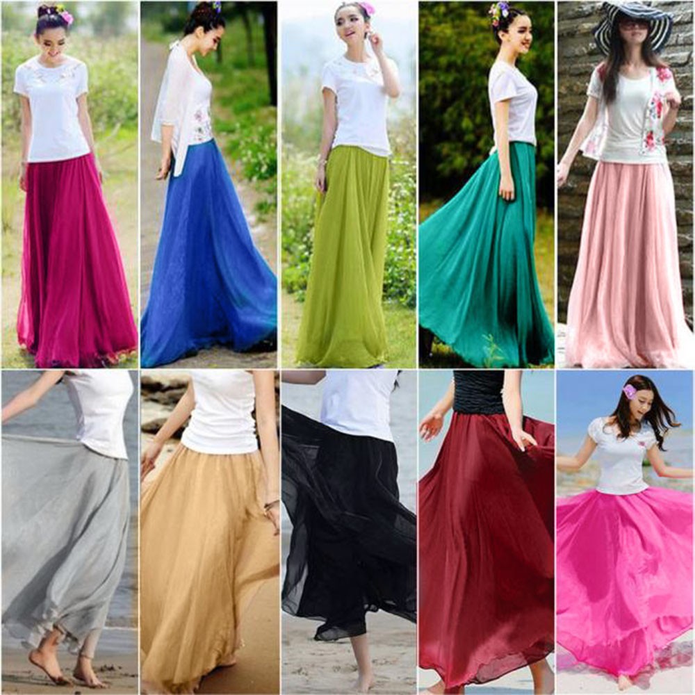 Váy maxi dài vải chiffon cho nữ