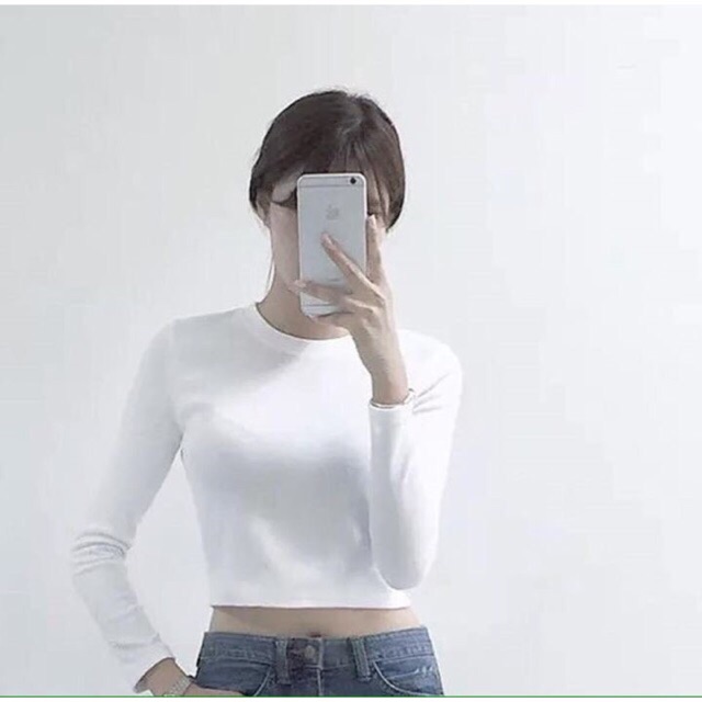 Áo len gân croptop dài tay