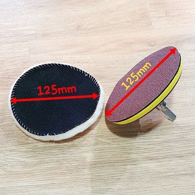 Bộ Dụng Cụ Đánh Bóng 4 Món Gồm Phớt ,Bông Đánh Size 125mm và Đầu Chuyển Đổi M10