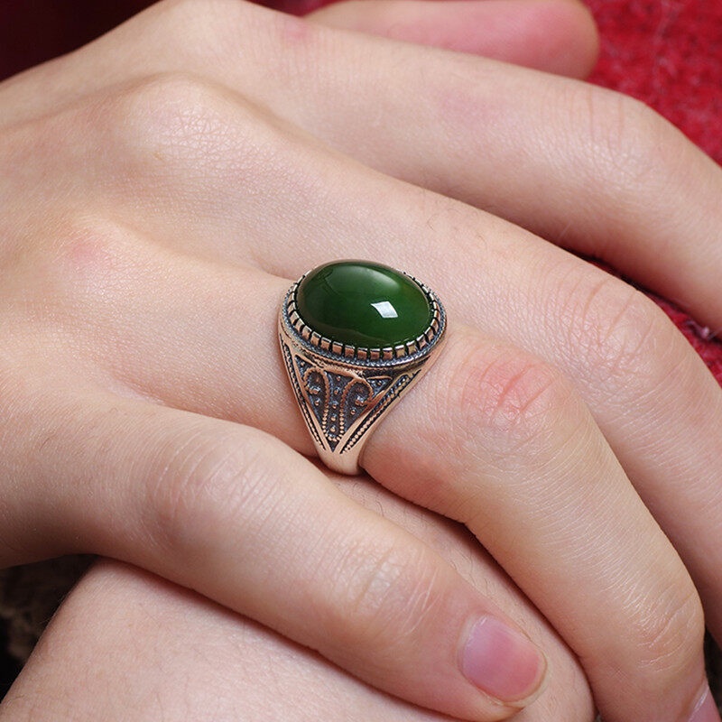 Nhẫn Đeo Tay Kim Loại Đính Đá Zircon Onyx Sang Trọng Cho Nam