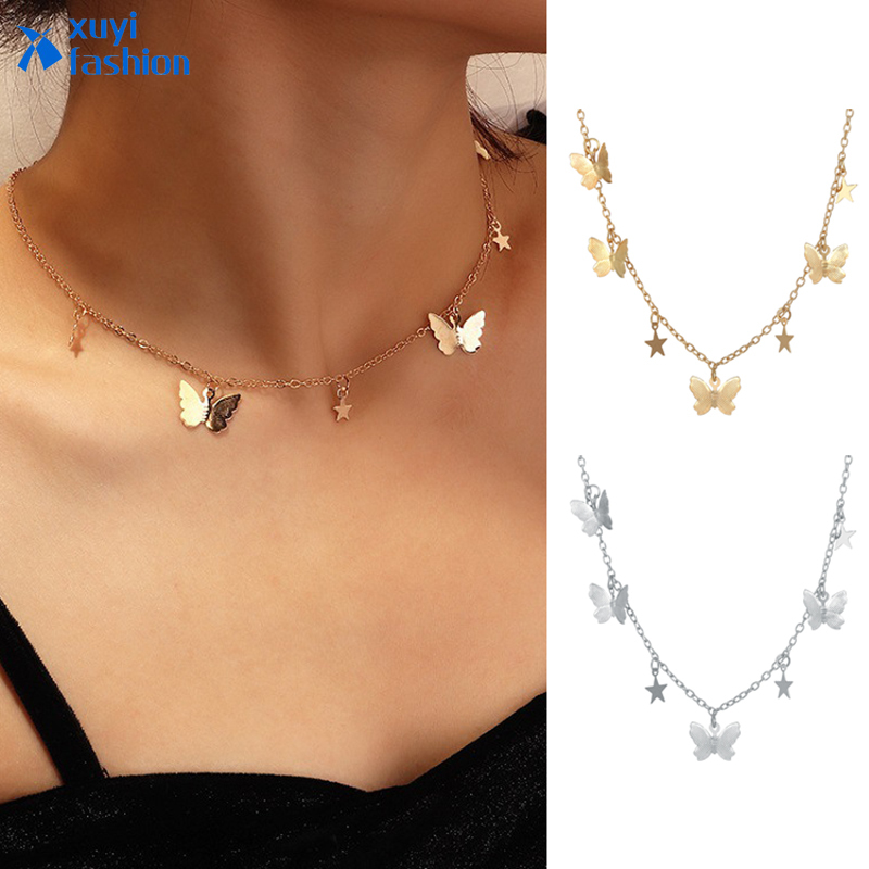 Vòng cổ choker mặt hình ngôi sao và bươm bướm thời trang cho nữ
