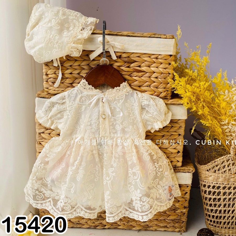Set đầm ren kèm nón/turban siêu cưng cho bé 0-18m | Bigbaby Shop