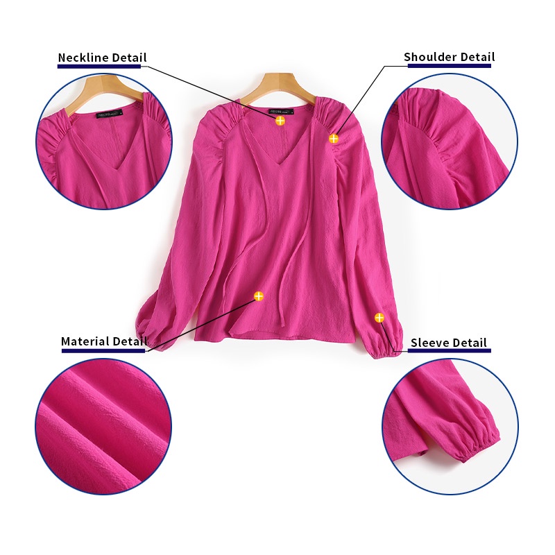 Áo kiểu Zanzea tay dài phồng thiết kế cổ chữ v thắt dây thời trang thanh lịch cho nữ