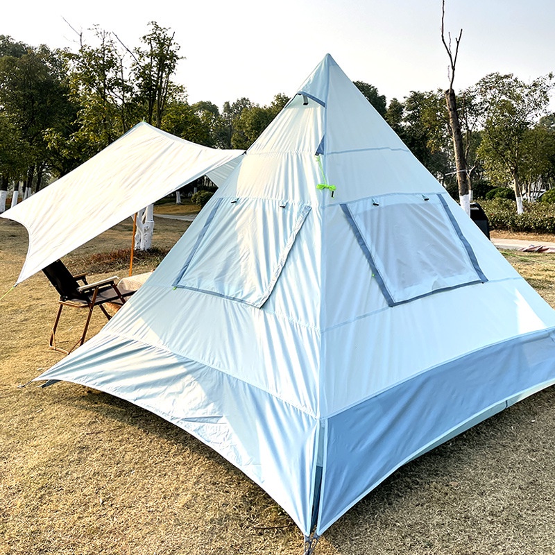 Lều Cắm Trại Dã Ngoại Hình Kim Tự Tháp Có Mái Che Kích Thước 240cm x 210cm x 200cm Kèm Cọc Cố Định Và Túi Đựng