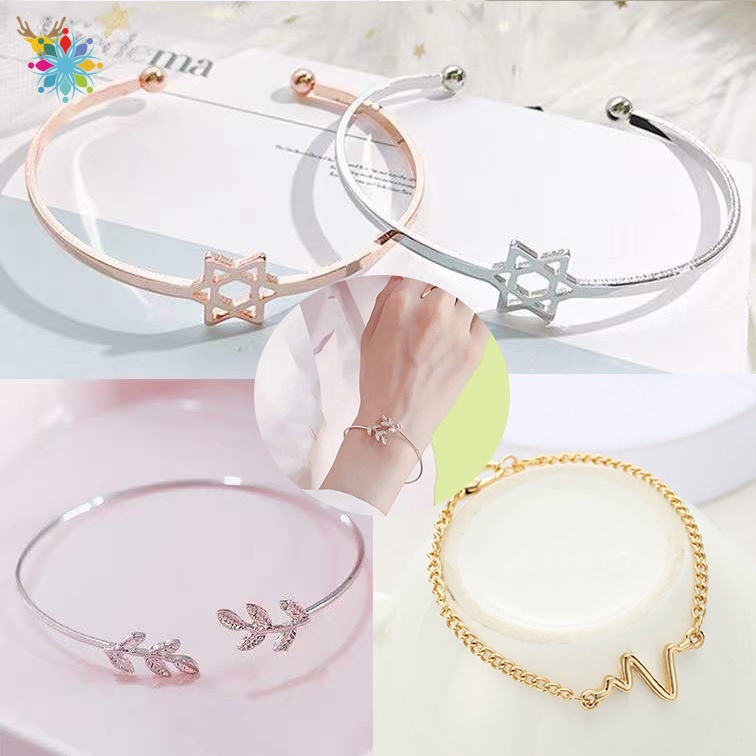 Vòng Tay Mạ Vàng/Bạc Hoạ Tiết Độc Đáo Cho Nữ