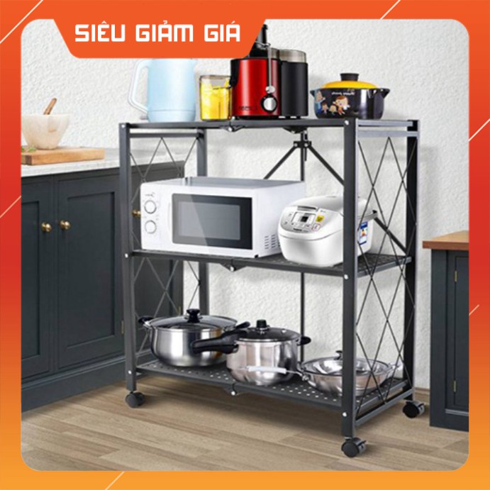 (loại 1)Kệ Gấp Gọn ,KỆ BẾP để lò vi sóng , Để Đồ ,Đa Năng 3/4/5 tầng sơn tĩnh điện cao cấp.