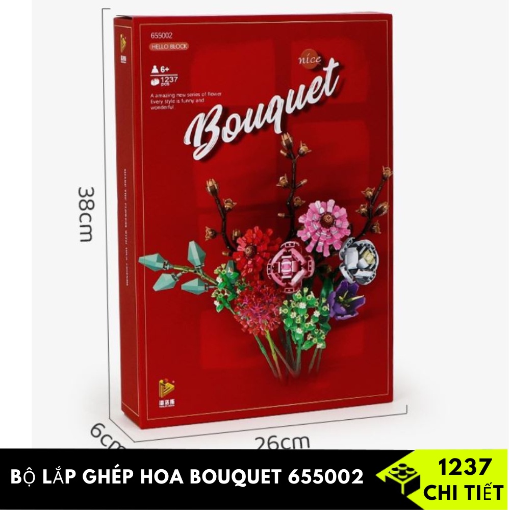 Bộ xếp hình Chậu Hoa Lắp Ráp Lego Xinh Xắn Bouquet 65002 - Trang trí bàn làm việc và phòng khách