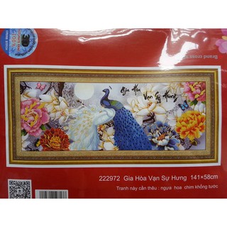 tranh thêu chữ thập Gia hòa vạn sự hưng 222972-141x58cm
