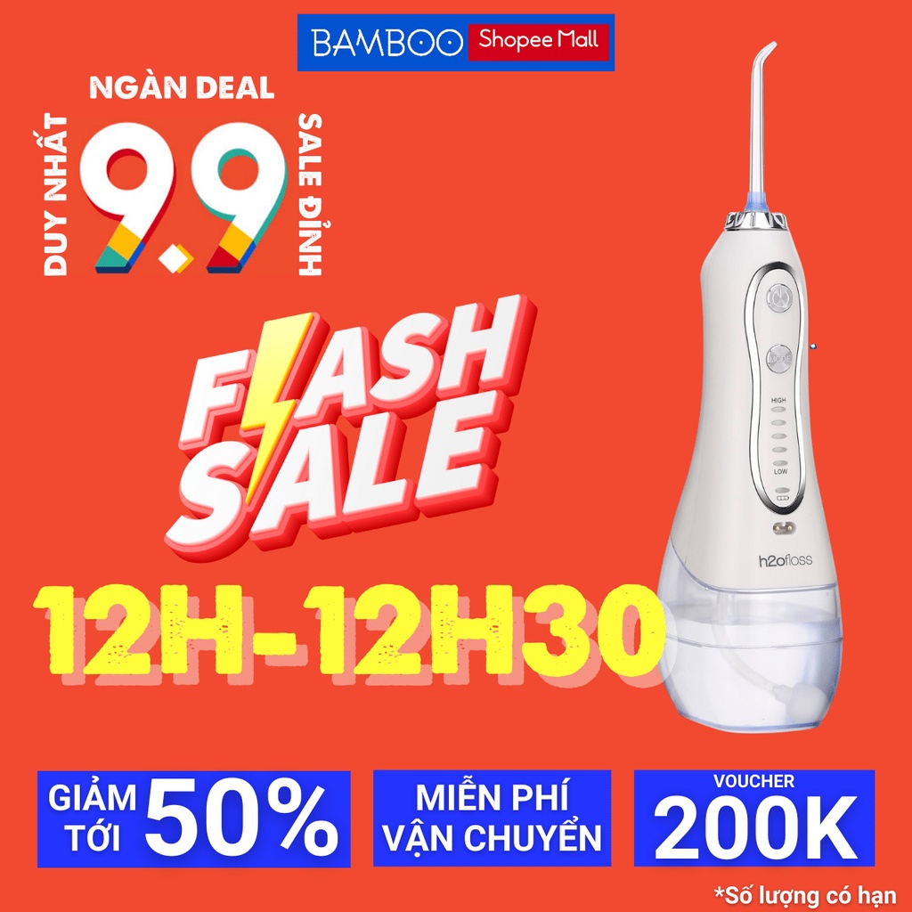 Máy tăm nước h2ofloss HF- 6 đầy đủ phụ kiện (túi cầm tay, hộp đựng vòi phun, vòi phun)