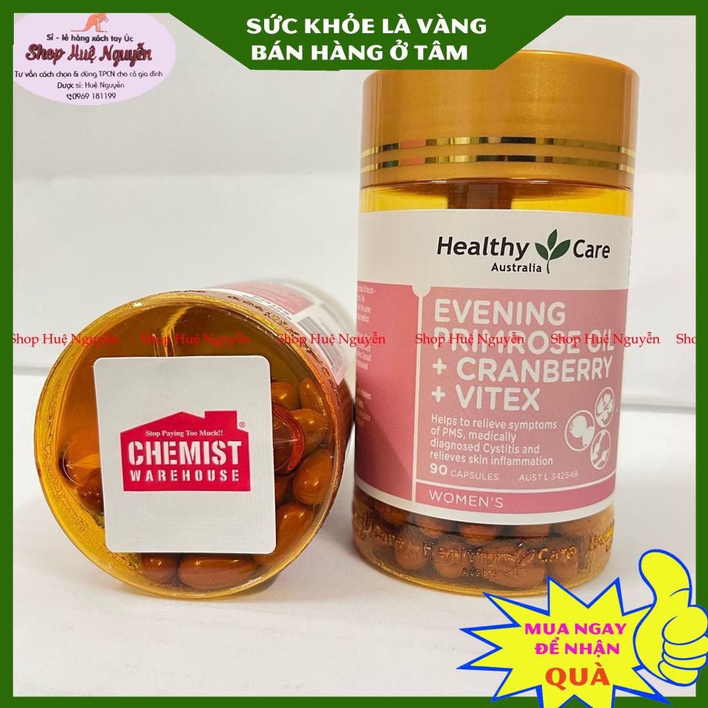 Viên uống đường tiết niệu của heathy care của Úc từ tinh dầu hoa anh thảo và trinh nữ hoàng cung lọ 90 viên