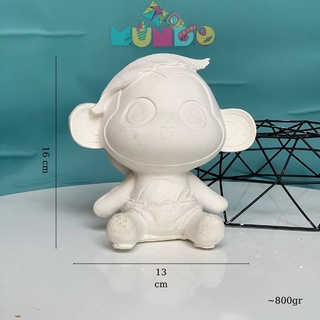 Tượng tô màu (có màu cọ) cao cấp chọn mẫu SIZE XXL BANANA MONKEY, tượng thạch cao MUNDO