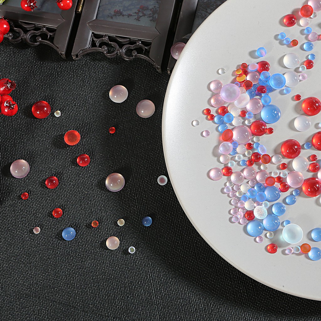 Bộ 20-50 Miếng Đệm Mặt Kính Tròn Dẹt Màu Đỏ Trắng Xanh Dương Hồng Làm Trang Sức DIY