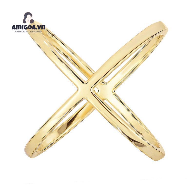 【amigoa.vn】 Nhẫn Đeo Ngón Trỏ Dáng Chữ Thập Ba Chiều Kiểu Rỗng Cho Nữ