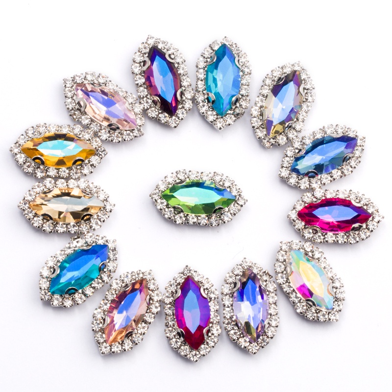 Hạt Pha Lê Nhiều Màu Kích Thước 7x15mm Dùng Trang Trí Túi Xách / Quần Áo DIY