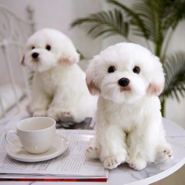 Chó bông thú nhồi bông dễ thương đồ chơi cho bé (Loại cao cấp) - Chó giả lông mềm mịn cực đáng yêu ảnh chụp thật