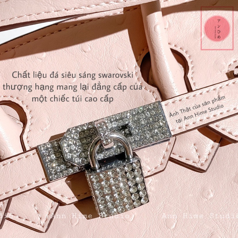 TÚI ĐEO VAI NỮ  BIRKIN ĐÍNH ĐÁ SWAROVSKI DA BÒ THẬT SIZE 25 T052137