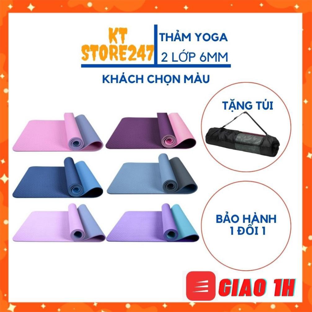 Thảm Tập GYM❤️FREESHIP❤️Thảm YoGa Cao Cấp TPE 2 lớp dày 6MM-8MM LỖI 1 ĐỔI 1