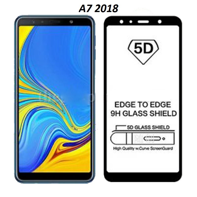 Kính Cường lực 5D full màn Samsung A7 2018 ( Màu Đen )