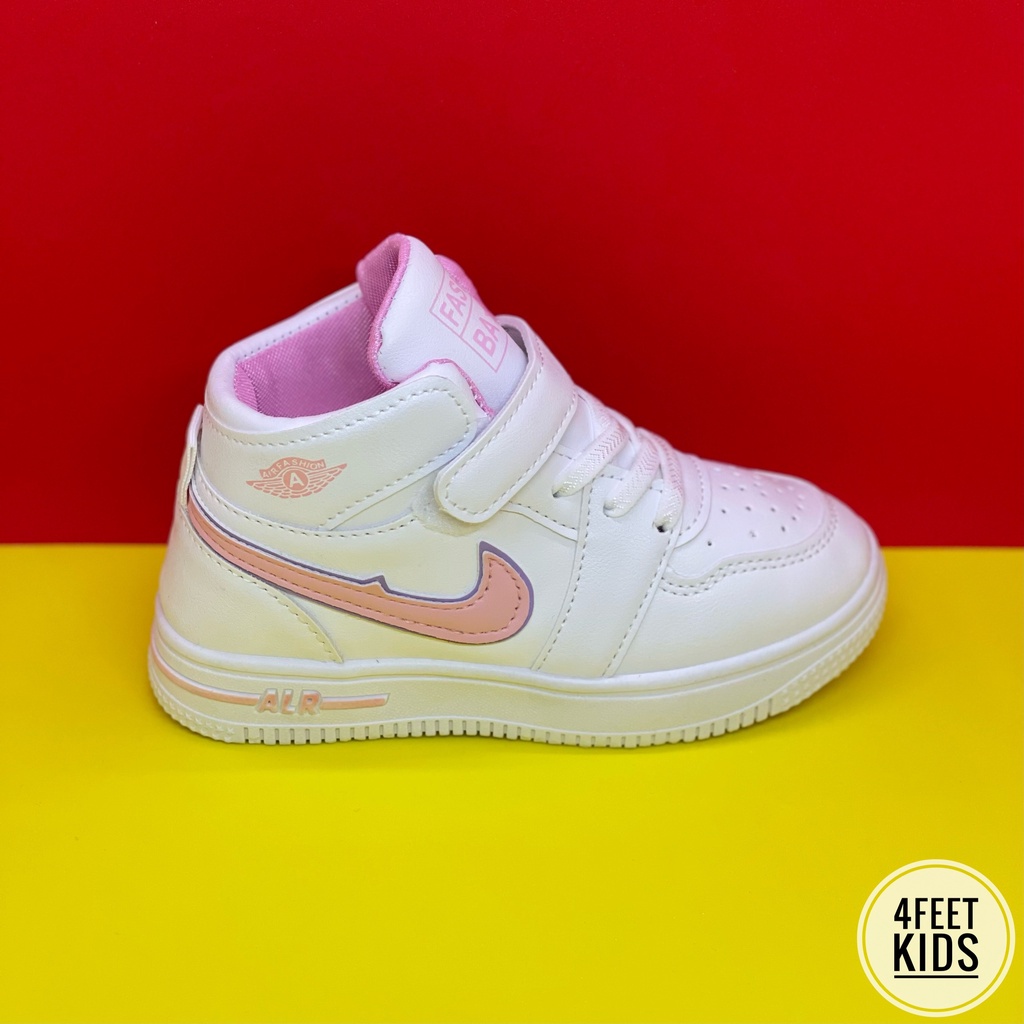 SneakerJ2 x White  cho bé trai bé gái từ 5-12 tuổi, mẫu sneaker cao cổ Siêu Xinh Giá Rẻ Bất Ngờ