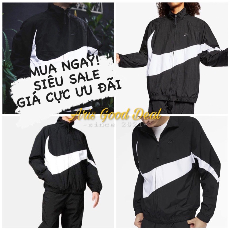ÁO KHOÁC DÙ 2 LỚP SPORTWEAR SWOOSH WOVEN ĐEN