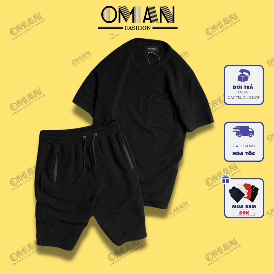 Bộ thun cotton nam OMAN cao cấp, Đồ bộ nam mặc hè nhẹ mát - BH23