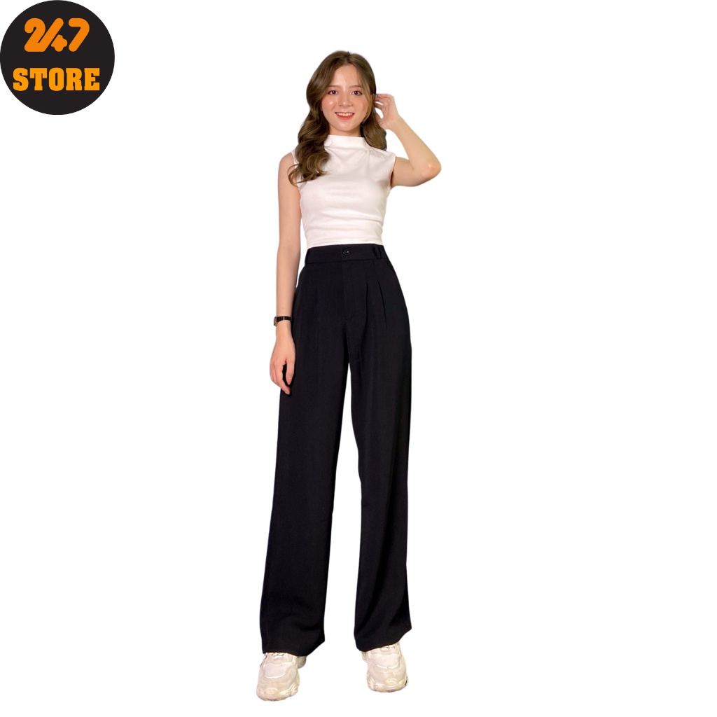 Quần Suông Ống Rộng , cạp cao , dáng dài Khóa Trước nữ công sở 247STORE vải tuyết mưa 3100_P0K30