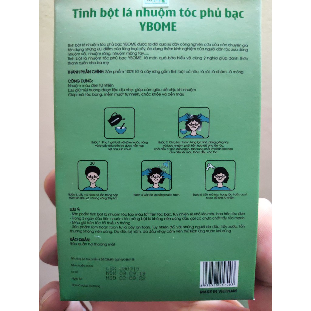 Thuốc Nhuộm Tóc Thảo Dược Phủ Bạc Tại Nhà Màu Nhuộm Tóc Đen, Nâu Được Làm Từ Bột Lá Nhuộm Tóc Ybome