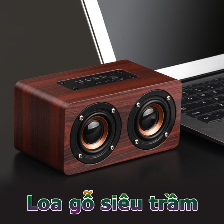 Loa gỗ bluetooth hỗ trợ đọc thẻ nhớ âm thanh nổi HIFI siêu trầm W5