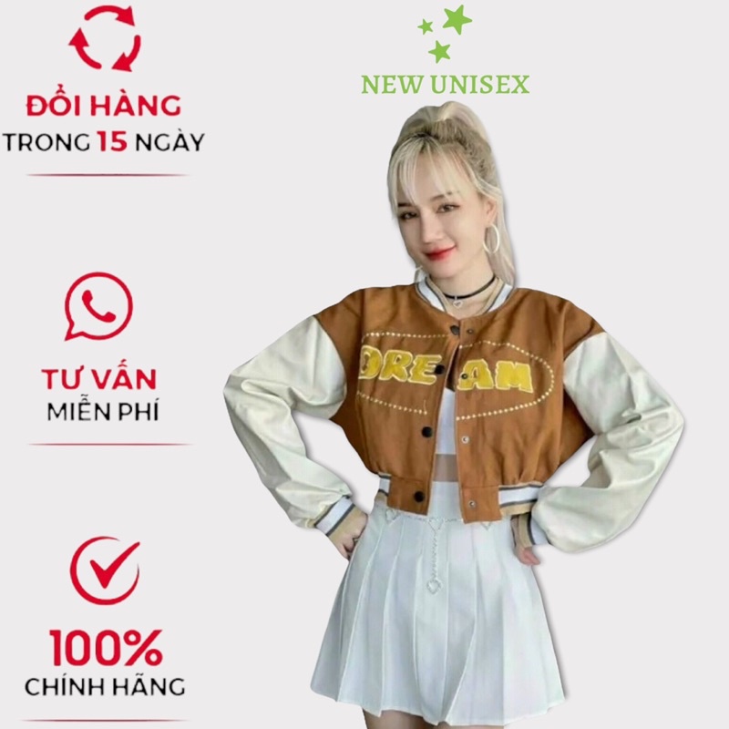 Áo Khoác Nữ Croptop 2 Lớp Chất Da Lộn Lót Dù Logo Thêu Dáng Lửng Mặc Mát Che Nắng Thoải Mái Đi Chơi [NEW UNISEX]