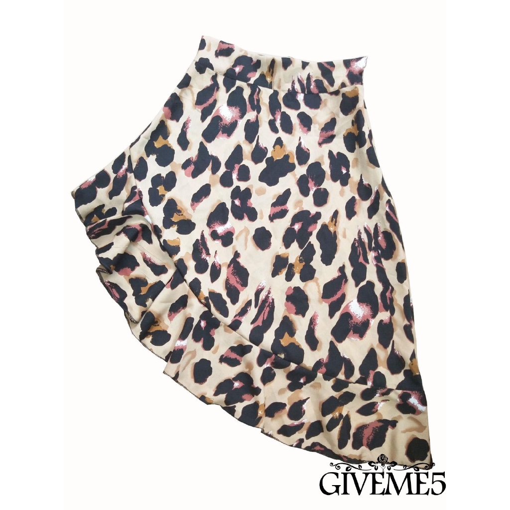 Váy nữ dáng xòe vải họa tiết da báo quyến rũ