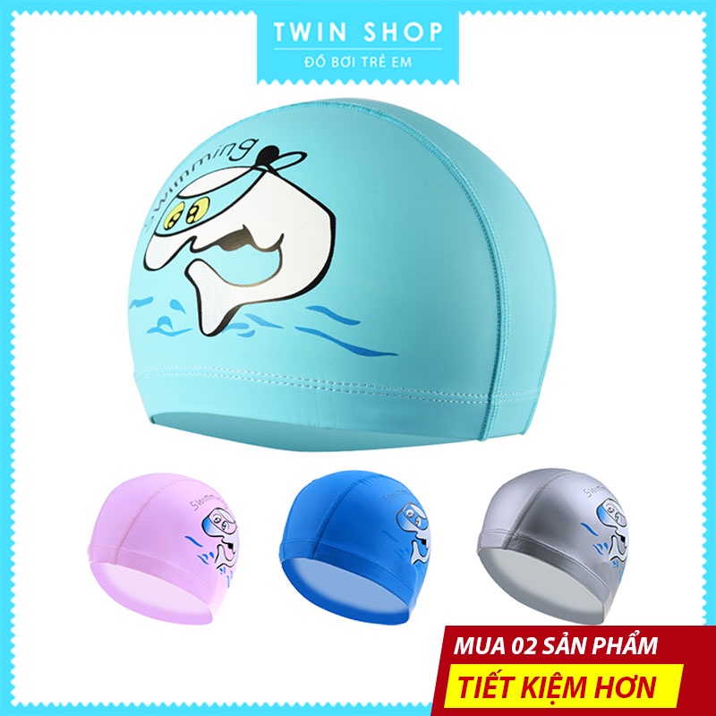 Nón Bơi Trẻ Em Twin, Mũ Bơi Vải Tráng Silicon Cao Cấp, Phù Hợp Dùng Cho Bé Trai Và Bé Gái, Nhiều Màu Sắc Lựa Chọn