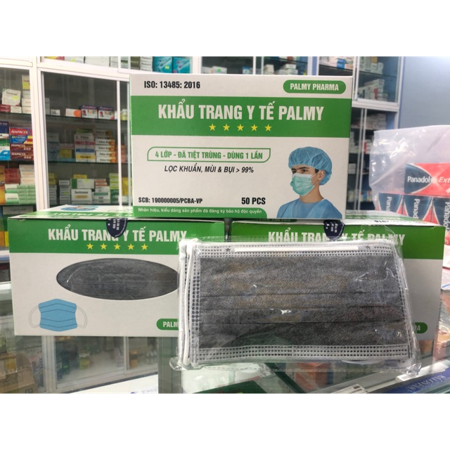 Khẩu trang than hoạt tính Palmy - Hộp 50 cái