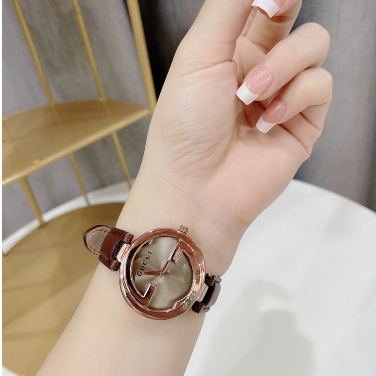 Đồng hô nữ dây da mặt tròn, đeo tay đẹp ⌚️ nhỏ gọn hợp thời trang ,mẫu hàng cao cấp chính hãng authentic Guci | BigBuy360 - bigbuy360.vn