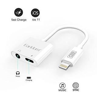 Cáp chuyển đổi tai nghe iPhone 5/6/7/8/X và iPad sang 1 chân Lightning và 1 Jack 3.5mm kèm chân sạc
