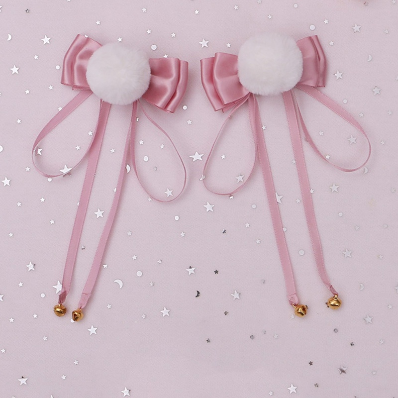 Kẹp Tóc Đính Nơ Lông Giả Dễ Thương Phong Cách Lolita