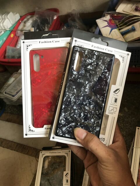 Ốp lưng kính vân đá 3D dành cho galaxy note 1/ NOTE 10 viền silicon