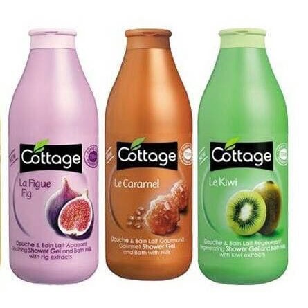 Sữa tắm dưỡng trắng da COTTAGE Pháp 750ml hương Vani/ trà xanh/hoa violette/caramel/đào/dâu/cam/lựu đỏ