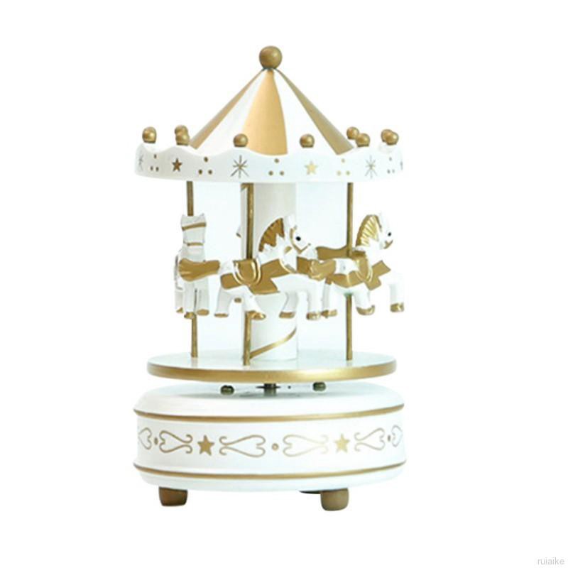 ruiaike  Merry-Go-Round Carousel Music Box Wooden Horse Kids Birthday Gift Toys