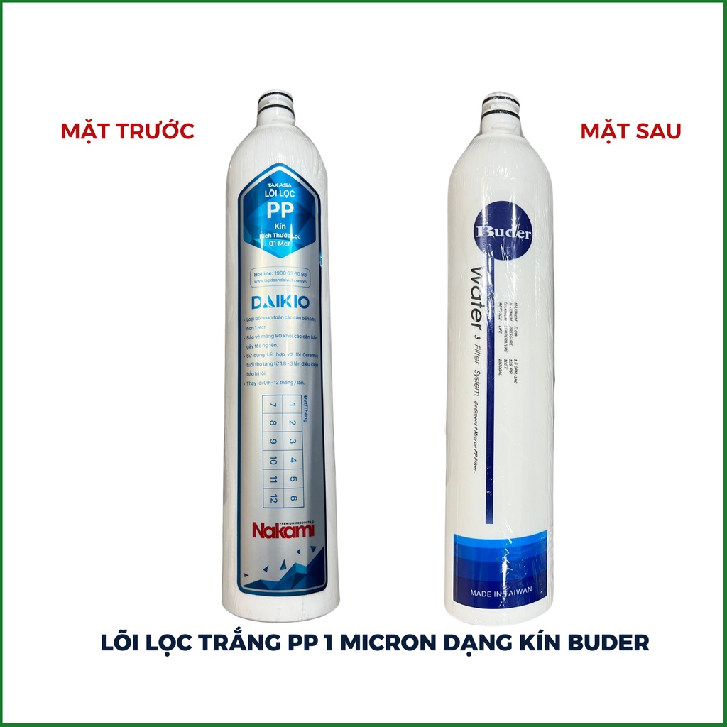 Combo lõi lọc nước Buder SỐ 1-2-3 dành cho máy lọc nước RO  NHẬP KHẨU TAIWAN