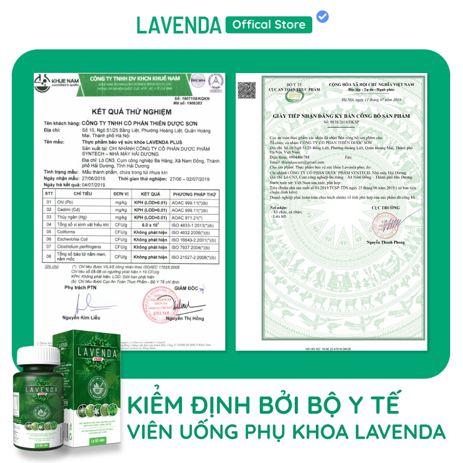 LAVENDA PLUS - Thực phẩm bảo vệ sức khỏe hỗ trợ điều hòa kinh nguyệt, cân bằng nội tiết tố, giảm huyết trắng, khí hư 50g